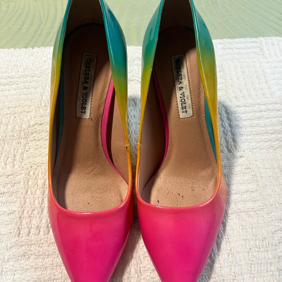 Chelsea & Violet Shoes - Chelsea & Violet Pink, Yellow, and Green Heels